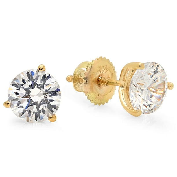 2.0CT Brilliant Round Cut Black Simulated Diamond CZ Fancy Color Stud Earrings 14k White Gold Screw Back 2.0CT Brilliant Round Cut Black Simulated Diamond CZ Fancy Color Stud Earrings 14k White Gold Screw Back